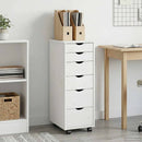 vidaXL Görgős szekrény kerékkel Fehér 34 x 39 x 93,5 cm Tömör fenyőfa