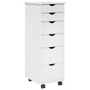 vidaXL Görgős szekrény kerékkel Fehér 34 x 39 x 93,5 cm Tömör fenyőfa