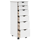 vidaXL Görgős szekrény kerékkel Fehér 34 x 39 x 93,5 cm Tömör fenyőfa