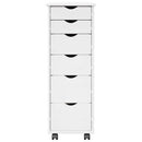 vidaXL Görgős szekrény kerékkel Fehér 34 x 39 x 93,5 cm Tömör fenyőfa
