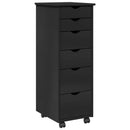 vidaXL Görgős szekrény kerékkel Fekete 34 x 39 x 93,5 cm Tömör fenyőfa