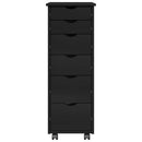 vidaXL Görgős szekrény kerékkel Fekete 34 x 39 x 93,5 cm Tömör fenyőfa