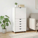 vidaXL Görgős szekrény kerékkel Fehér 53 x 39 x 103 cm Tömör fenyőfa