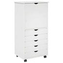 vidaXL Görgős szekrény kerékkel Fehér 53 x 39 x 103 cm Tömör fenyőfa