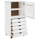 vidaXL Görgős szekrény kerékkel Fehér 53 x 39 x 103 cm Tömör fenyőfa
