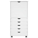 vidaXL Görgős szekrény kerékkel Fehér 53 x 39 x 103 cm Tömör fenyőfa