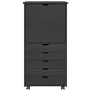 vidaXL Görgős szekrény kerékkel Szürke 53 x 39 x 103 cm Tömör fenyőfa