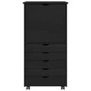 vidaXL Görgős szekrény kerékkel Fekete 53 x 39 x 103 cm Tömör fenyőfa