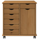 vidaXL Görgős szekrény Méz barna 63,5 x 39 x 65,5 cm Tömör fenyőfa