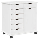 vidaXL Görgős szekrény Fehér 63,5 x 39 x 65,5 cm Tömör fenyőfa