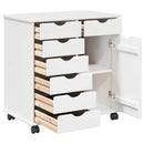 vidaXL Görgős szekrény Fehér 63,5 x 39 x 65,5 cm Tömör fenyőfa