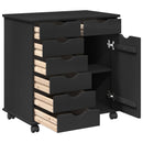 vidaXL Görgős szekrény Fekete 63,5 x 39 x 65,5 cm Tömör fenyőfa