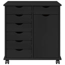 vidaXL Görgős szekrény Fekete 63,5 x 39 x 65,5 cm Tömör fenyőfa