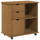 vidaXL Görgős szekrény Méz barna 63,5 x 39 x 65,5 cm Tömör fenyőfa