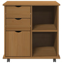 vidaXL Görgős szekrény Méz barna 63,5 x 39 x 65,5 cm Tömör fenyőfa