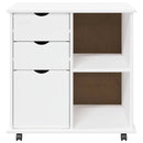vidaXL Görgős szekrény Fehér 63,5 x 39 x 65,5 cm Tömör fenyőfa
