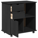 vidaXL Görgős szekrény Fekete 63,5 x 39 x 65,5 cm Tömör fenyőfa