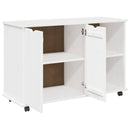 vidaXL Görgős szekrény kerékkel Fehér 100 x 39 x 65,5 cm Tömör fenyőfa