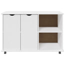 vidaXL Görgős szekrény kerékkel Fehér 100 x 39 x 65,5 cm Tömör fenyőfa