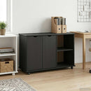 vidaXL Görgős szekrény Fekete 100 x 39 x 65,5 cm Tömör fenyőfa