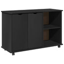 vidaXL Görgős szekrény Fekete 100 x 39 x 65,5 cm Tömör fenyőfa