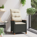 vidaXL Fekvő Kerti Szék Fekete és Krém 64 x 57,5 x 112 cm polirattan