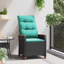 vidaXL Fekvő Kerti Szék Fekete és Türkiz 64 x 57,5 x 112 cm polirattan