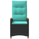 vidaXL Fekvő Kerti Szék Fekete és Türkiz 64 x 57,5 x 112 cm polirattan