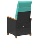 vidaXL Fekvő Kerti Szék Fekete és Türkiz 64 x 57,5 x 112 cm polirattan