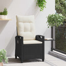 vidaXL Fekvő Kerti Szék Fekete és Krém 56 x 60 x 112 cm polirattan