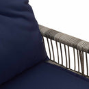 vidaXL Kerti pad párnával 4 pcs Szürke és sötétkék polirattan