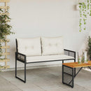 vidaXL Kerti pad párnával Fekete és krémfehér 118 x 55 x 82 cm