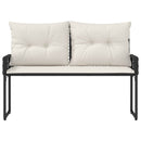 vidaXL Kerti pad párnával Fekete és krémfehér 118 x 55 x 82 cm