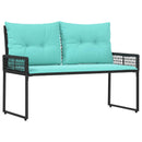 vidaXL Kerti pad Fekete és Türkiz 118 x 55 x 82 cm PE rattan és szövet