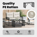 vidaXL Kültéri Asztal Fekete 80 x 40 x 40 cm PE Rattan és Üveg