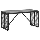 vidaXL Kültéri Asztal Fekete 80 x 40 x 40 cm PE Rattan és Üveg
