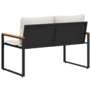 vidaXL pad párnával Fekete és krémfehér 115 x 65 x 72 cm Rattan