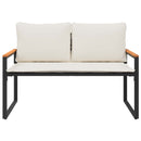 vidaXL pad párnával Fekete és krémfehér 115 x 65 x 72 cm Rattan