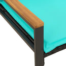 vidaXL pad párnával Fekete és Türkiz 115 x 65 x 72 cm Rattan