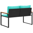 vidaXL pad párnával Fekete és Türkiz 115 x 65 x 72 cm Rattan