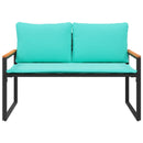 vidaXL pad párnával Fekete és Türkiz 115 x 65 x 72 cm Rattan