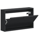 vidaXL Fali Cipőtartó EDE 71 x 17 x 43 cm Szerelt Fa Fekete