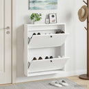 vidaXL Fali Cipőtartó EDE 71 x 17 x 86 cm Szerelt Fa Fehér