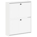 vidaXL Fali Cipőtartó EDE 71 x 17 x 86 cm Szerelt Fa Fehér