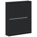 vidaXL Fali Cipőtartó EDE 71 x 17 x 86 cm Szerelt Fa Fekete