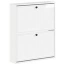 vidaXL Fali Cipőtartó EDE 71 x 17 x 86 cm Szerelt Fa Magasfényű Fehér