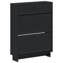 vidaXL Cipőszekrény EDE 78 x 24 x 103 cm Szerelt Fa Fekete