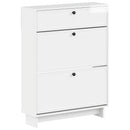 vidaXL Cipőszekrény EDE 78 x 24 x 103 cm Szerelt Fa Magasfényű Fehér