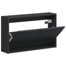 vidaXL Fali Cipőtartó ALKMAAR 71 x 17 x 43 cm Szerelt Fa Fekete