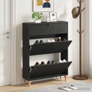 vidaXL Cipőszekrény ALKMAAR 78 x 24 x 103 cm Szerelt Fa Fekete